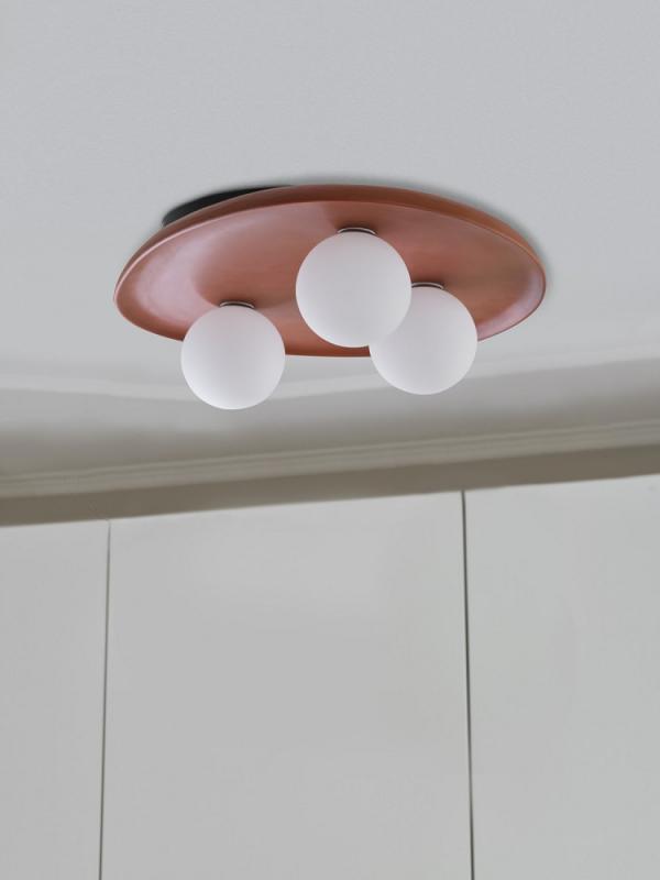 OSRAM 3-flammige Deckenleuchte Decor Clay Nest aus Ton mit matter Glaskugel mit 3 x G9 Fassung braun