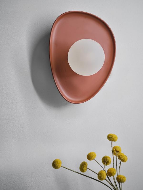 OSRAM Wandleuchte Decor Clay Nest aus Ton mit matter glaskugel mit G9 Fassung braun