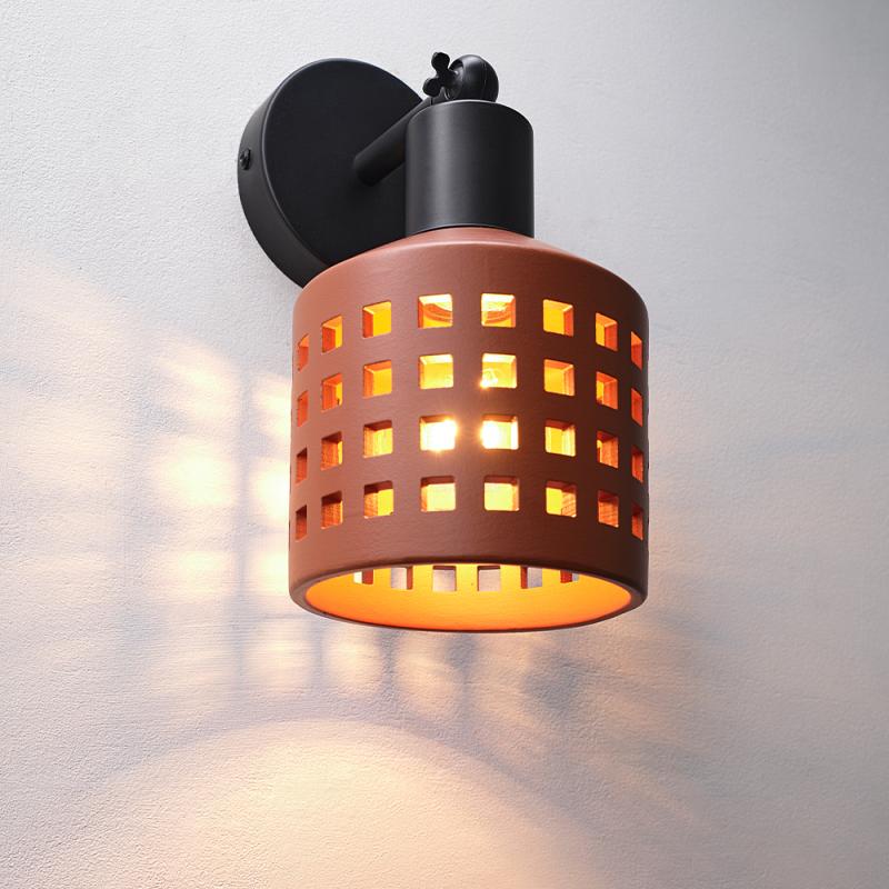 OSRAM Wandleuchte Decor Clay Windows aus Ton mit E27 Fassung braun - mit verstellbarem Lampenkopf