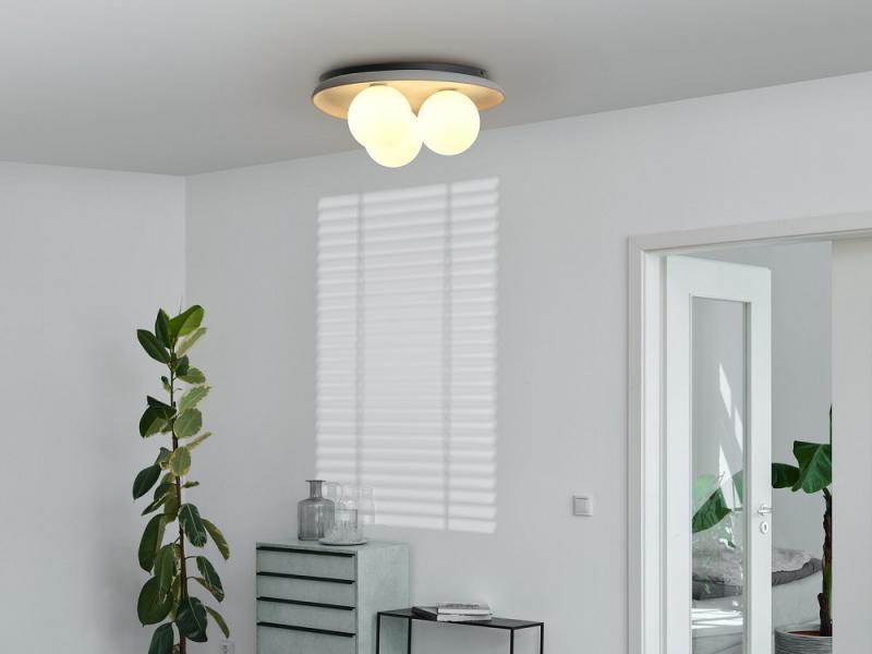 OSRAM Deckenleuchte Decor Concrete Nest aus Beton mit 3 x G9 Fassung grau - mit matten Glaskugeln