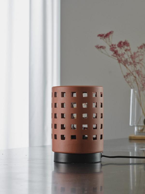OSRAM Tischleuchte Decor Clay Windows aus Ton mit E27 Fassung braun