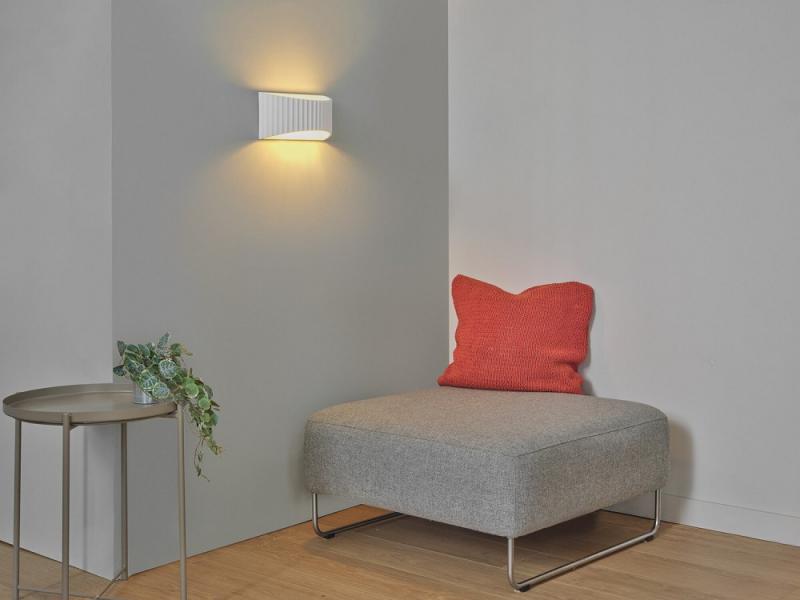 Osram Wandleuchte Decor Plaster Band Flat aus Gips in Weiß mit E27 Fassung