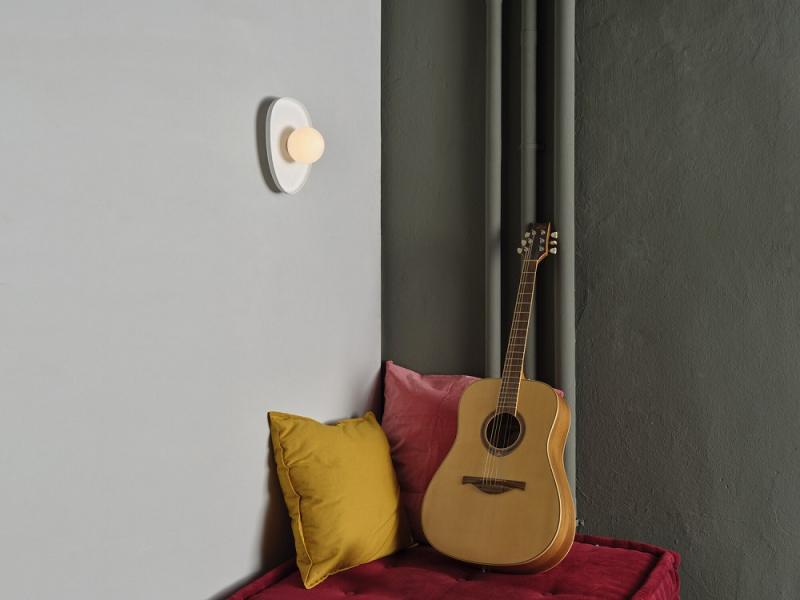 Osram Wandleuchte Decor Plaster Nest aus Gips in Weiß mit G9 Fassung - mit matter Glaskugel