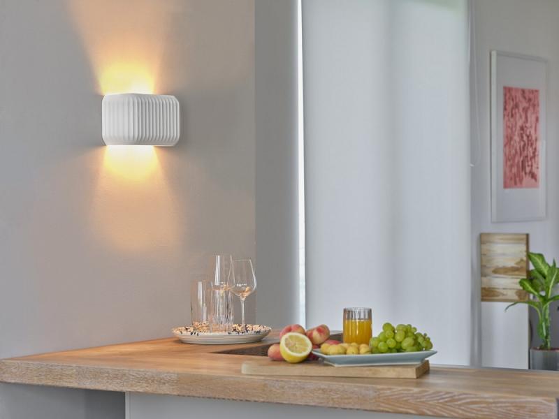 Osram Wandleuchte Decor Plaster Routes aus Gips in Weiß mit E27 Fassung