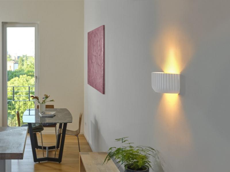 Osram Wandleuchte Decor Plaster Routes Up aus Gips in Weiß mit E27 Fassung