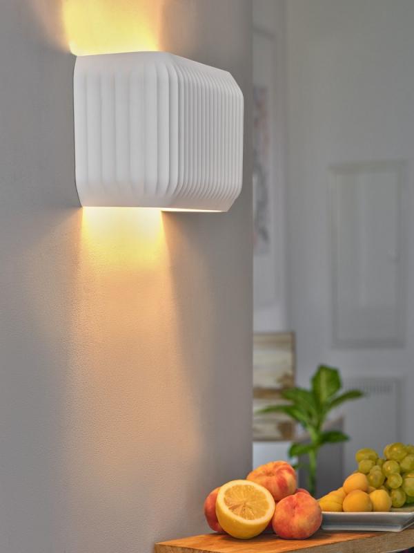 Osram Wandleuchte Decor Plaster Routes aus Gips in Weiß mit E27 Fassung