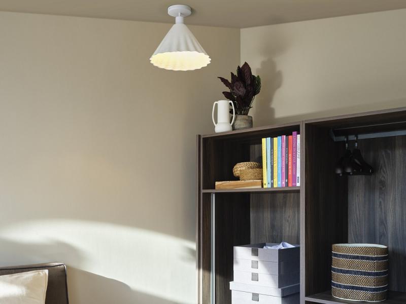 OSRAM Deckenleuchte Decor Pulp weiß Ø 31 cm aus Metall und Pappmaschee mit E27 Fassung