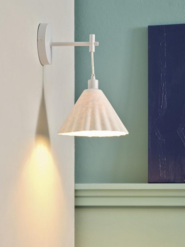 OSRAM Wandleuchte Decor Pulp weiß aus Metall und Pappmaschee mit E14 Fassung