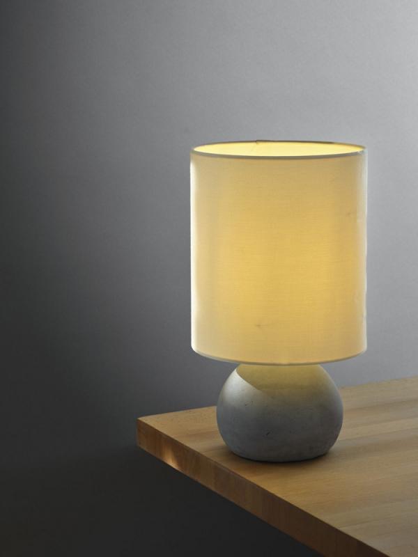 Osram Tischleuchte Decor Impact aus Beton und Textil in Beige / Grau mit E27 Fassung