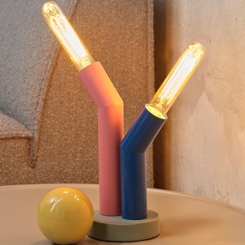 OSRAM 2-flammige Tischleuchte Decor Straw in Multicolor aus Metall mit E27 Fassungen