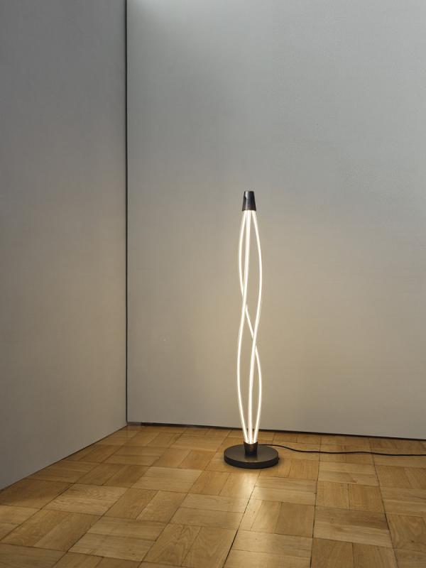 Osram Stehleuchte Decor Swirl in Dunkelgrau / Transparent dimmbar mit warmweißem Licht - auffälliges Filament-Design