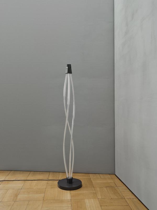 Osram Stehleuchte Decor Swirl in Dunkelgrau / Transparent dimmbar mit warmweißem Licht - auffälliges Filament-Design