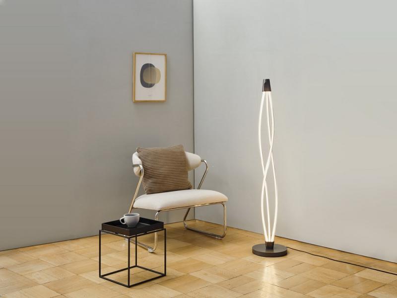 Osram Stehleuchte Decor Swirl in Dunkelgrau / Transparent dimmbar mit warmweißem Licht - auffälliges Filament-Design