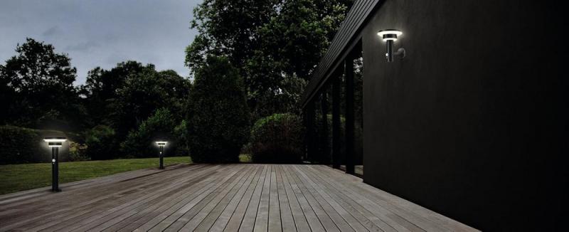 OSRAM ENDURA STYLE Solar Außenbeleuchtung 6W Modern Schwarz mit Sensor - Bewegungs- und Tageslichtsensor, solarbetrieben, ideal für Terrassen und Eingänge