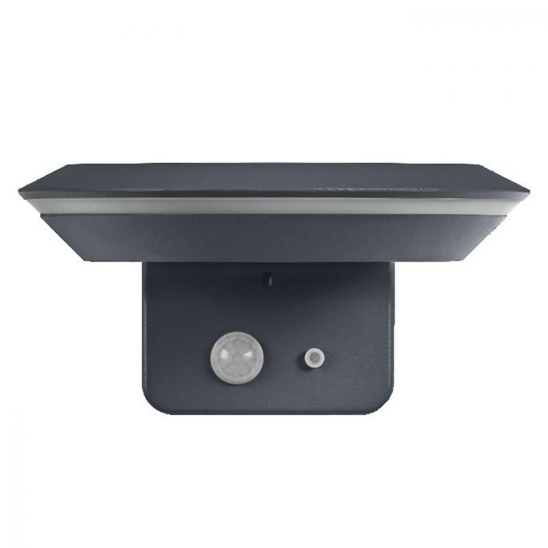 Osram Wandleuchte Endura Style Solar Glow Sensor Wall in Schwarz aus Aluminium - zwei separat steuerbare Lichtringe, warmweißes Licht