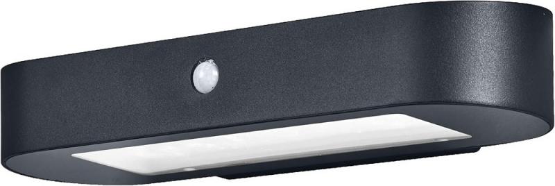 Osram Wandleuchte Endura Style Oval Wall Solar & Sensor in Schwarz - kaltweißes Licht integrierter Sensor, ohne Strom nutzbar, lange Batterielaufzeit: 30 Mal 60 Sekunden im PIR Modus, Schutzklasse IP44