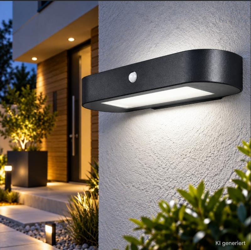 OSRAM ENDURA Style Solar Oval LED-Außenwandleuchte 6W 540 lm 4000K Schwarz mit Bewegungsmelder IP44