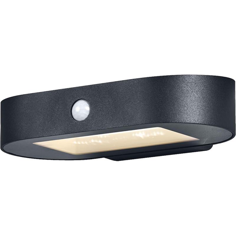 Osram Wandleuchte Endura Style Oval S Wall Solar & Sensor in Schwarz - warmweißes Licht, integrierter Sensor, ohne Strom nutzbar, lange Laufzeit: 30 Mal 60 Sekunden im PIR Modus