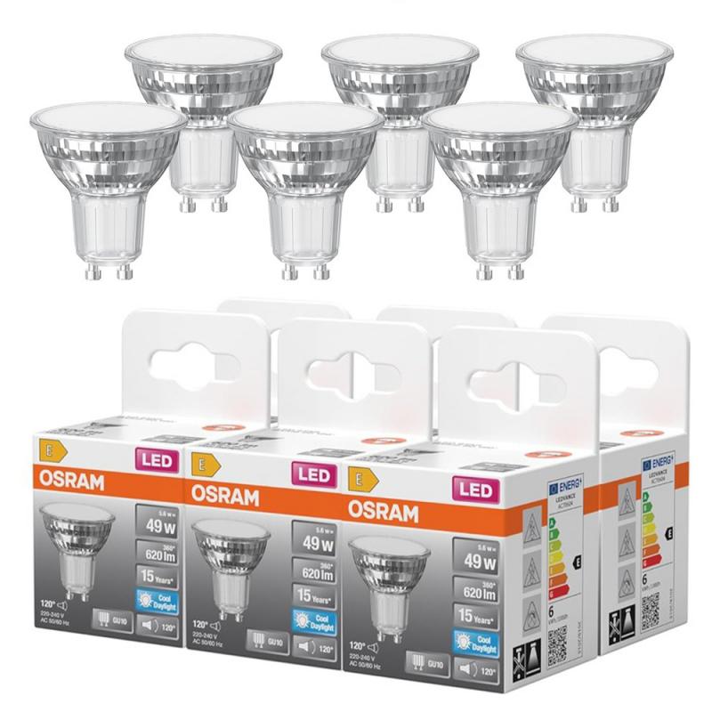 OSRAM GU10  LED STAR PAR16 Strahler 120° 5,6W wie 49W kaltes Licht mit breitem Lichtkegel 6500K