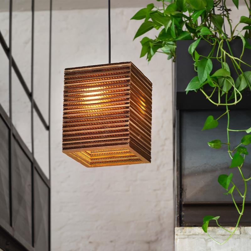 OSRAM Pendelleuchte Decor Cardboard Square 1-flammig braun, aus Wellpappe