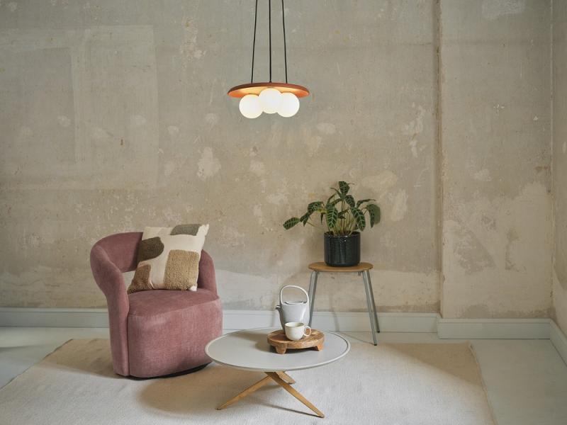 OSRAM 3-flammige Pendelleuchte Decor Clay Nest aus Ton mit matten Glaskugeln mit 3 x G9 Fassung braun