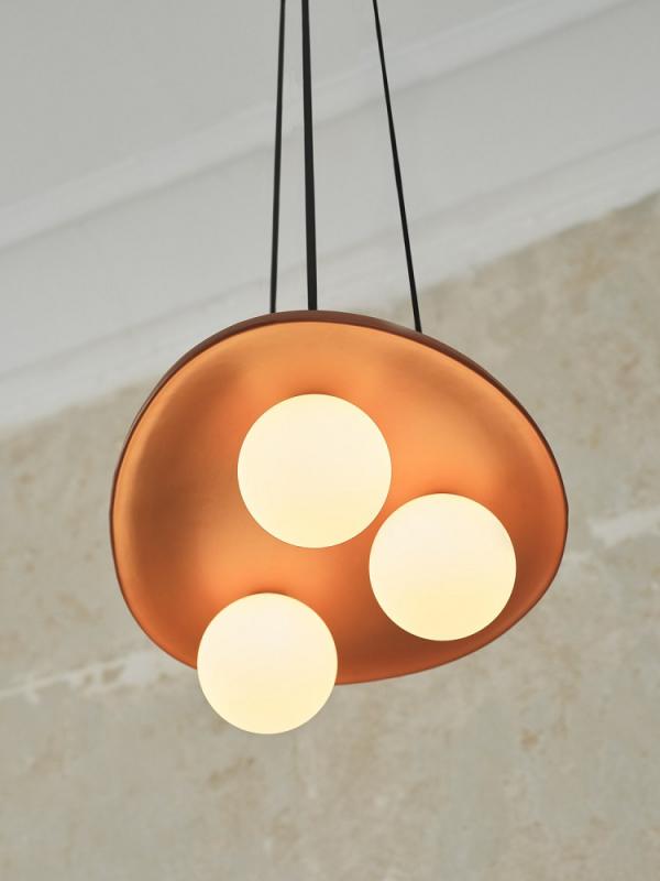 OSRAM 3-flammige Pendelleuchte Decor Clay Nest aus Ton mit matten Glaskugeln mit 3 x G9 Fassung braun