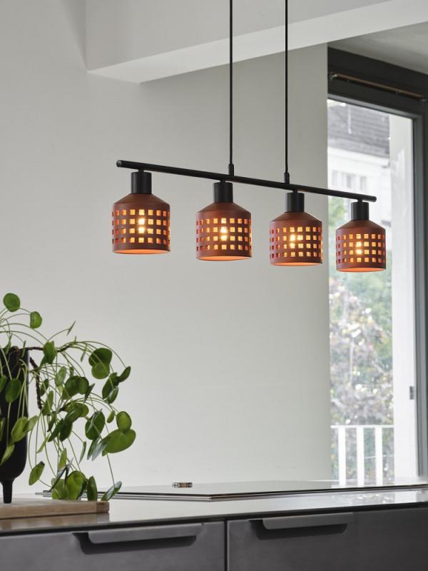 OSRAM 4-flammige Pendelleuchte Decor Clay Windows aus Ton mit E27 Fassung braun