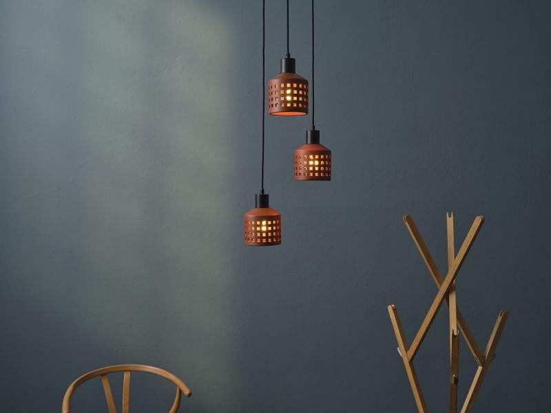 OSRAM Pendelleuchte Decor Clay Windows aus Ton mit E27 Fassung braun
