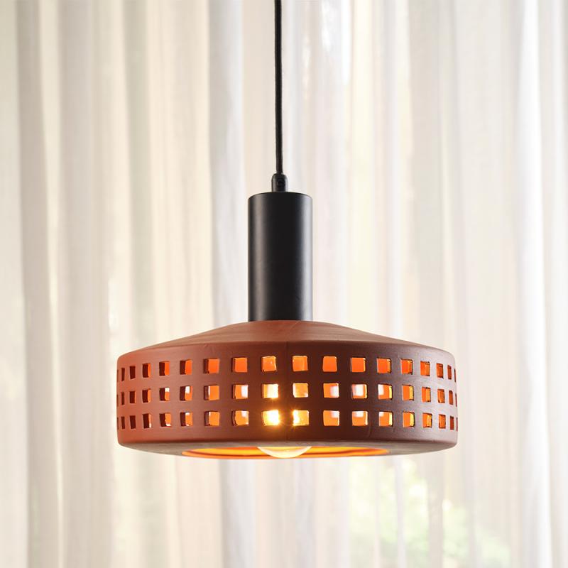 OSRAM Pendelleuchte Decor Clay Windows aus Ton mit E27 Fassung braun
