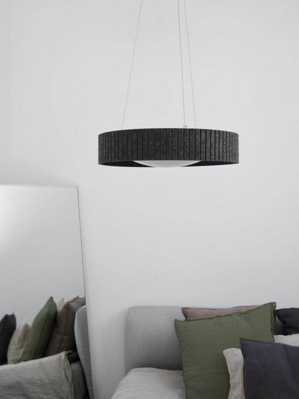 Osram Imposante Pendelleuchte Felt Cylinder aus Filz und Metall in Anthrazit mit warmweißem Licht Ø 50 cm