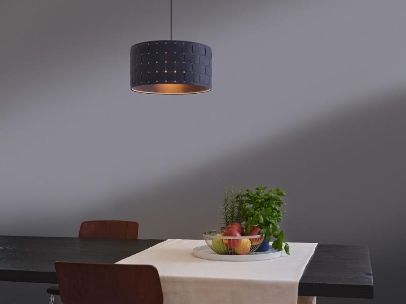 OSRAM Hängeleuchte Decor Felt Weaving aus Filz / Stahl mit E27 Fassung Ø 38cm mit  Textilkabel