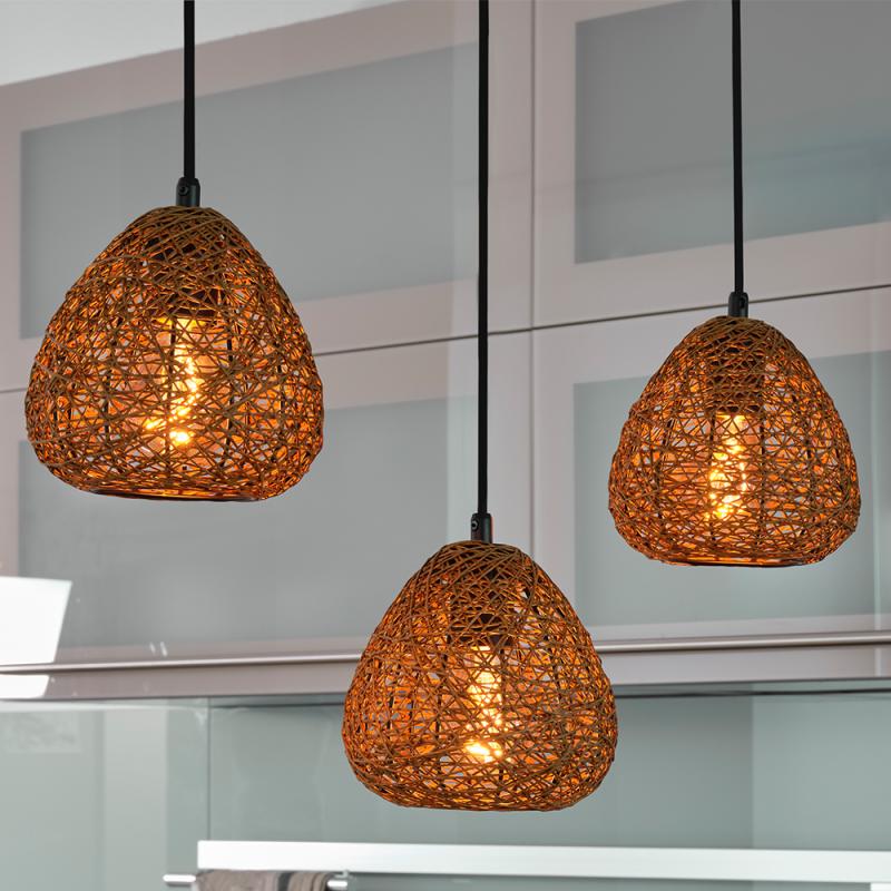 OSRAM Pendelleuchte Decor Paper Drop aus Papier in Tropfenform mit E27 Fassung beige 3-flammig