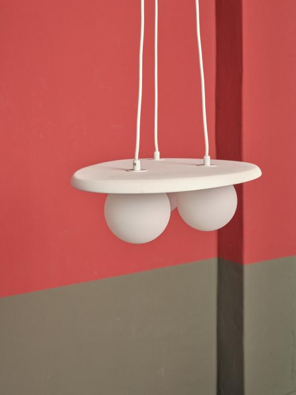 Osram Pendelleuchte Decor Plaster Nest aus Gips in Weiß mit 3 x G9 Fassung - mit matten Glaskugeln & Textilkabel