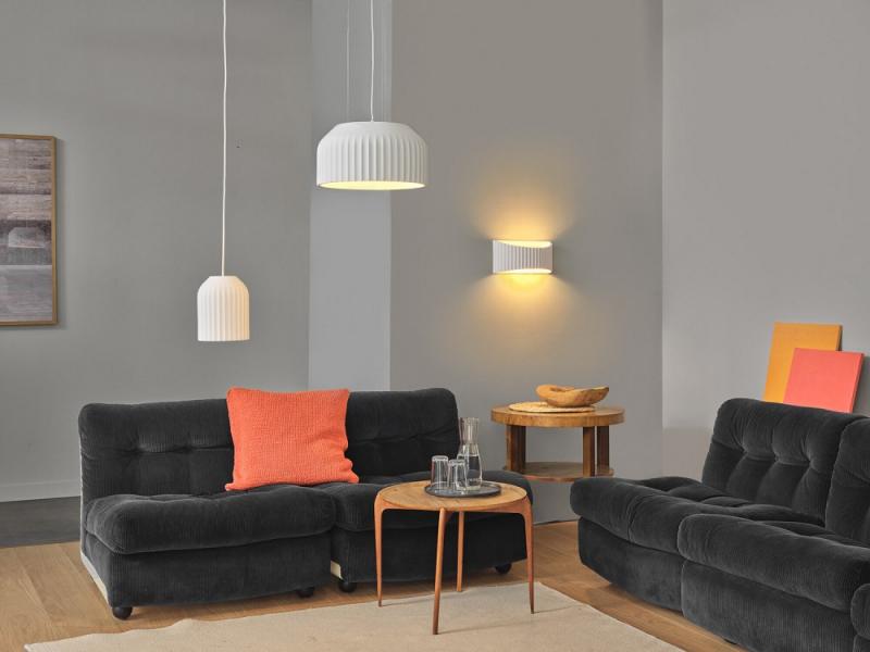 Osram Pendelleuchte Decor Plaster Routes aus Gips in Weiß mit E27 Fassung Ø 30 cm