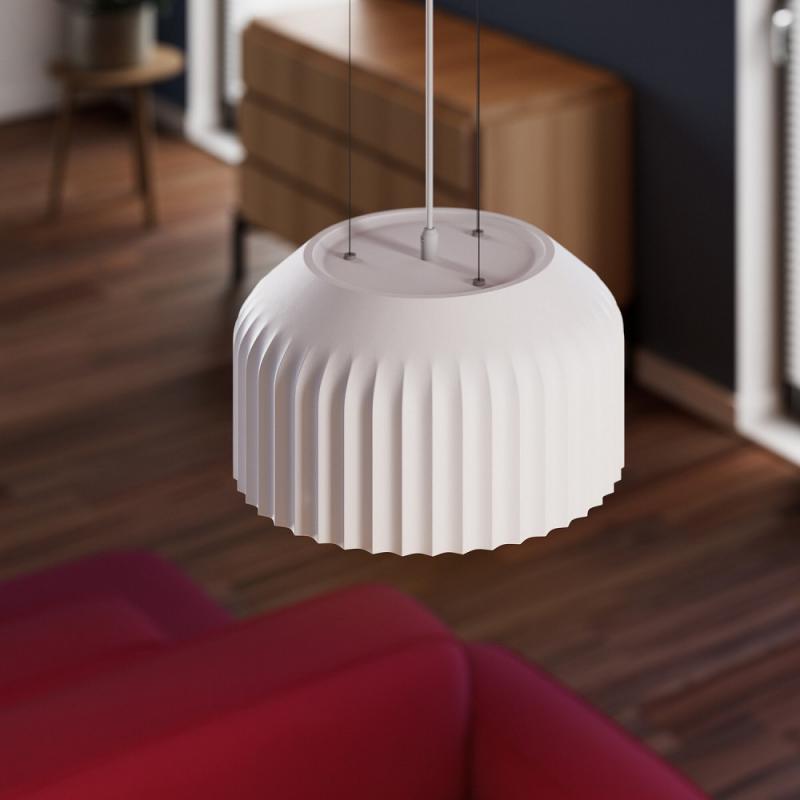 Osram Pendelleuchte Decor Plaster Routes aus Gips in Weiß mit E27 Fassung Ø 30 cm