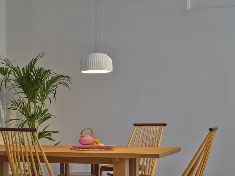 Osram Pendelleuchte Decor Plaster Routes aus Gips in Weiß mit E27 Fassung Ø 30 cm