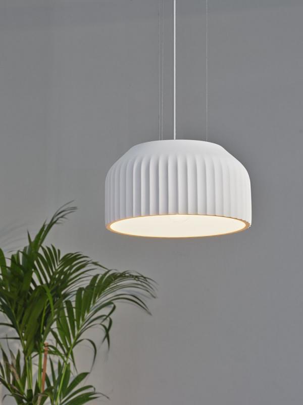 Osram Pendelleuchte Decor Plaster Routes aus Gips in Weiß mit E27 Fassung Ø 30 cm