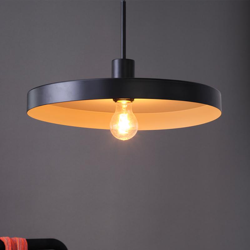 OSRAM Pendelleuchte Decor Plate in Schwarz/Beige Ø 40 cm aus Stahl mit E27 Fassung - dekorative Hängelampe mit tellerförmigem Lampenschirm