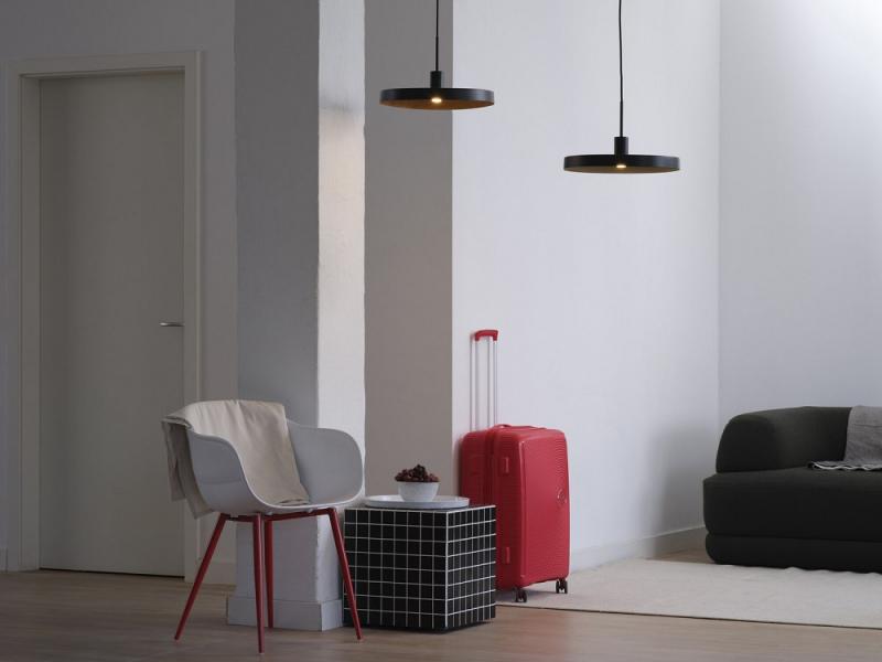 OSRAM Pendelleuchte Decor Plate in Schwarz/Beige Ø 40 cm aus Stahl mit E27 Fassung - dekorative Hängelampe mit tellerförmigem Lampenschirm