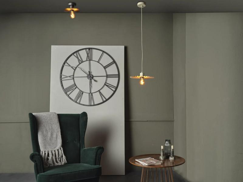 OSRAM Deckenleuchte Decor Plissee Dunkelgrau aus Stahl mit E27 Fassung Ø 20cm