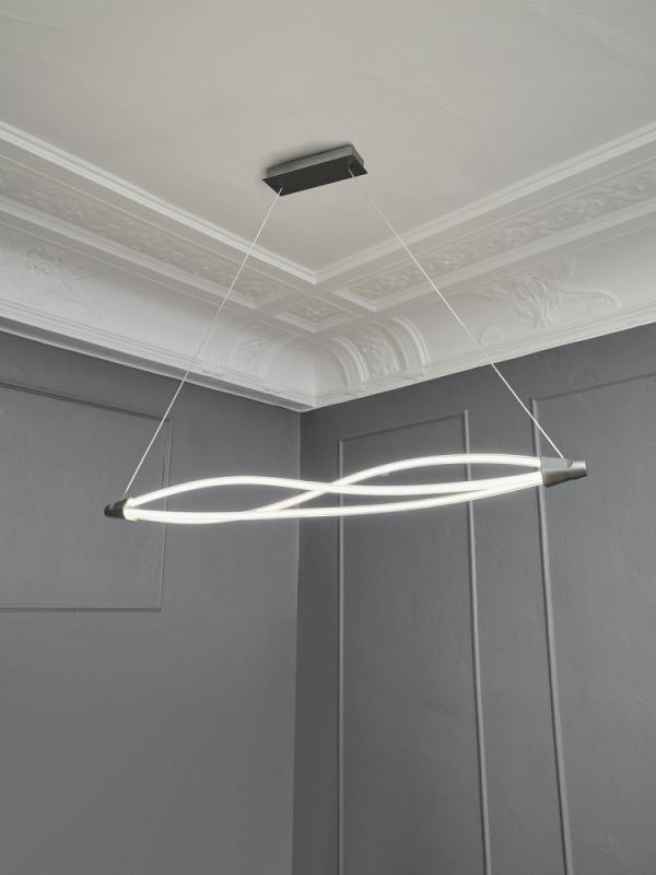 Osram Pendelleuchte Decor Swirl in Dunkelgrau / Transparent dimmbar mit warmweißem Licht - auffälliges Filament-Design