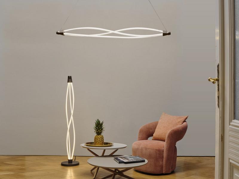 Osram Pendelleuchte Decor Swirl in Dunkelgrau / Transparent dimmbar mit warmweißem Licht - auffälliges Filament-Design