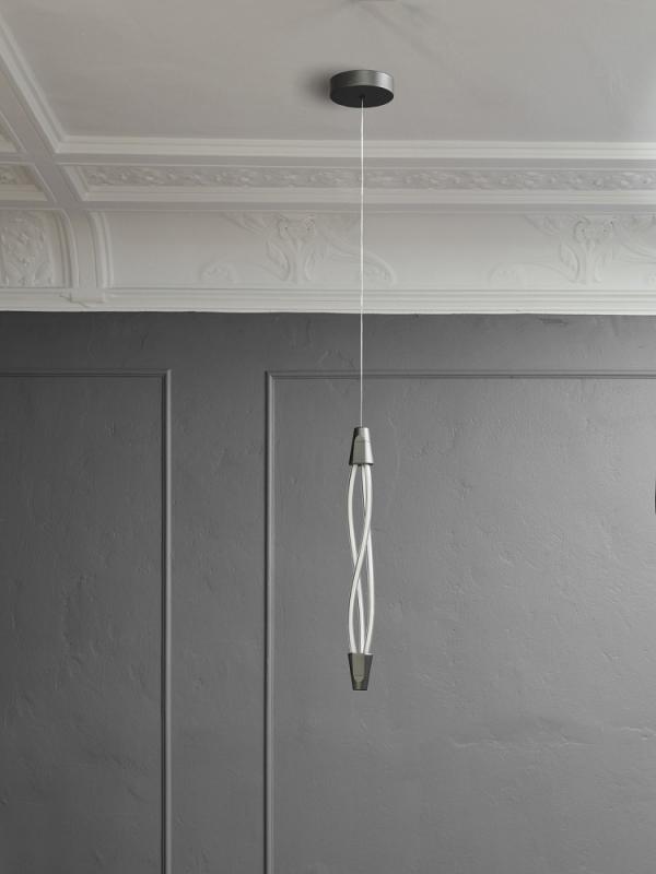 Osram Pendelleuchte Decor Swirl in Dunkelgrau / Transparent dimmbar mit warmweißem Licht - auffälliges Filament-Design