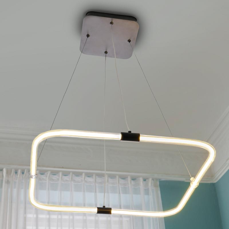 Osram Pendelleuchte Decor Tetragon in Anthrazit / Transparent 3-stufige dimmbar mit warmweißem Licht - imposantes Filament-Design