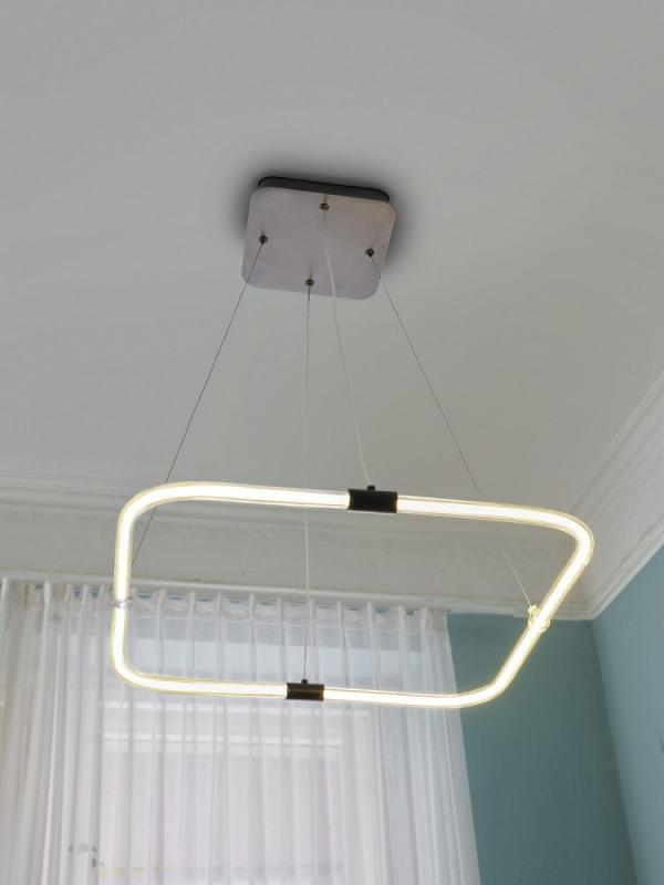 Osram Pendelleuchte Decor Tetragon in Anthrazit / Transparent 3-stufige dimmbar mit warmweißem Licht - imposantes Filament-Design