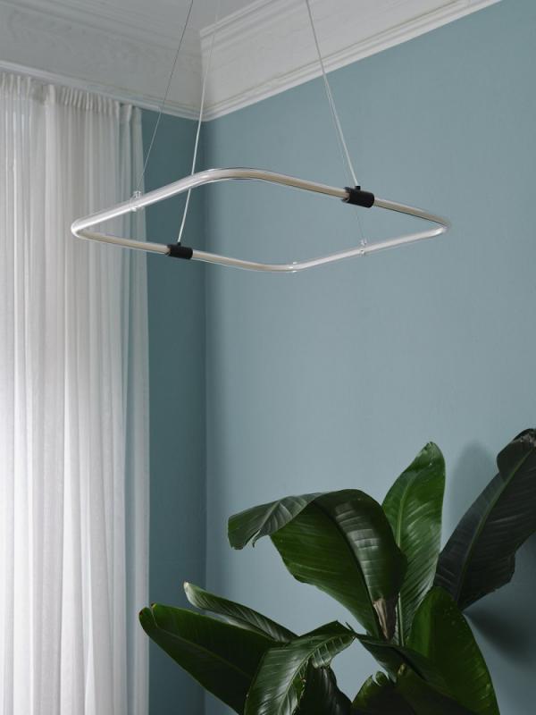 Osram Pendelleuchte Decor Tetragon in Anthrazit / Transparent 3-stufige dimmbar mit warmweißem Licht - imposantes Filament-Design