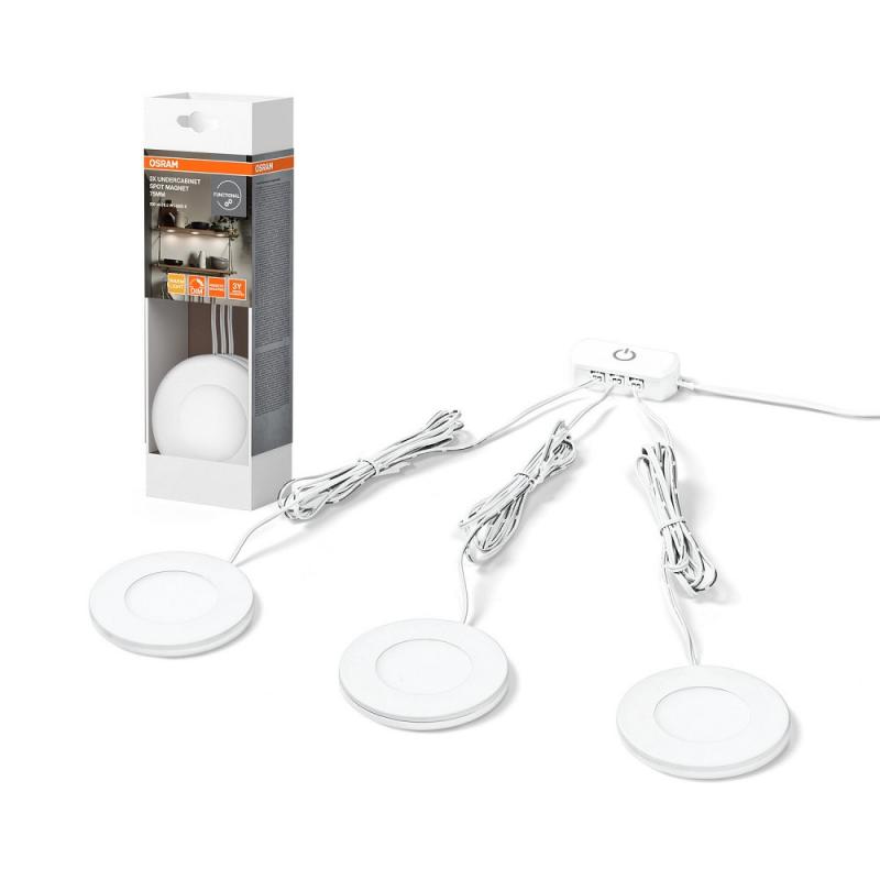 OSRAM  Undercabinet Spot Magnet 75mm 8.5W 830 Dimmbar - Spotleuchten für Unterschrankbeleuchtung warmweißes Licht