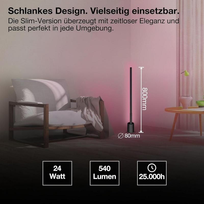 80cm OSRAM WiFi Smart+ WiFi LED Stehleuchte Corner SLIM mit RGBW in Schwarz  - DIY- & Musikrhythmusfunktion