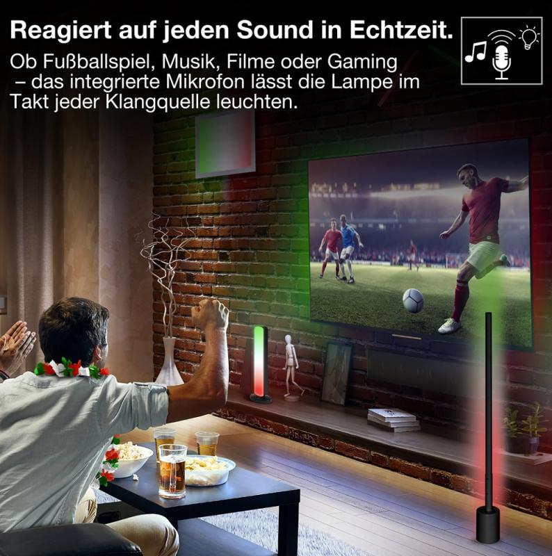 80cm OSRAM WiFi Smart+ LED Stehleuchte Corner SLIM mit RGBW in Schwarz  - DIY- & Musikrhythmusfunktion