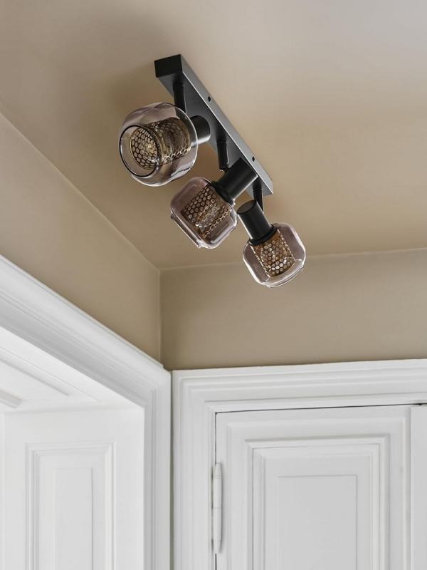 OSRAM Decor 3er Spot Firefly in Schwarz - warmweißes Licht, dimmbar, Metall/Glas